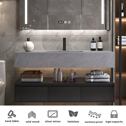 36"- 48" Gray Single Basin Bathroom Vanity Set with Large Storage and Smart Mirror