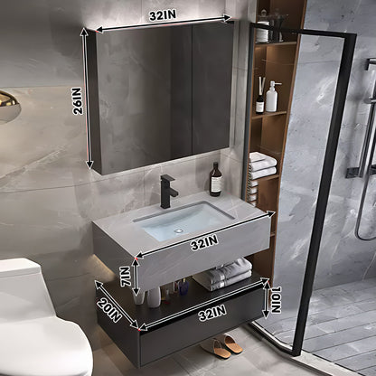 36"- 48" Gray Single Basin Bathroom Vanity Set with Large Storage and Smart Mirror