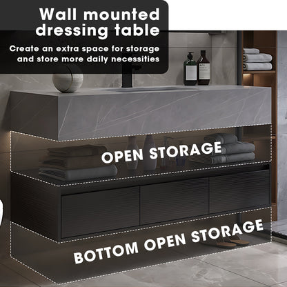 36"- 48" Gray Single Basin Bathroom Vanity Set with Large Storage and Smart Mirror