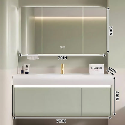 40"- 72" Green Bathroom Vanity Set with Illuminated Medicine Cabinet and Single Sink