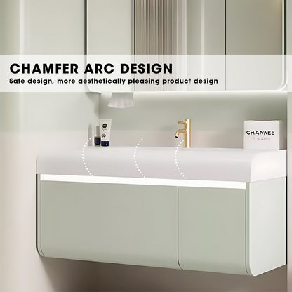 40"- 72" Green Bathroom Vanity Set with Illuminated Medicine Cabinet and Single Sink