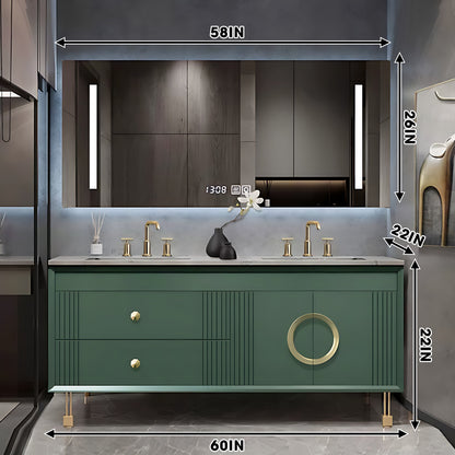 56"- 72" Green Freestanding Bathroom Vanity Set with Intelligent Mirror
