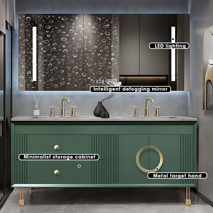 56"- 72" Green Freestanding Bathroom Vanity Set with Intelligent Mirror