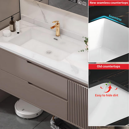 36"- 52" Grey Wall Mounted Bathroom Vanity Set with Defogging Mirror Cabinet and Sink