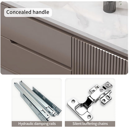 36"- 52" Grey Wall Mounted Bathroom Vanity Set with Defogging Mirror Cabinet and Sink