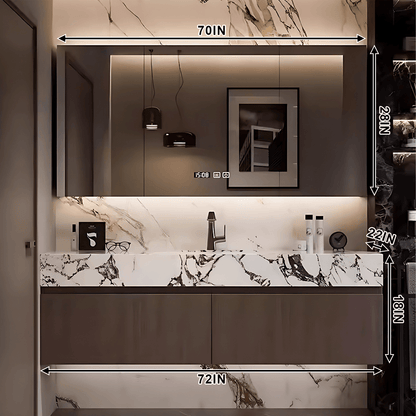 40"- 72" Solid Wood Wall Mounted Bathroom Vanity Set with Mirror and Single Basin