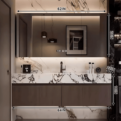 40"- 72" Solid Wood Wall Mounted Bathroom Vanity Set with Mirror and Single Basin