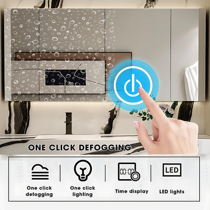 56"- 72" Large Storage Bath Vanity Set with LED Defogging Mirror and Sink