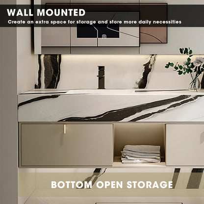 56"- 72" Large Storage Bath Vanity Set with LED Defogging Mirror and Sink