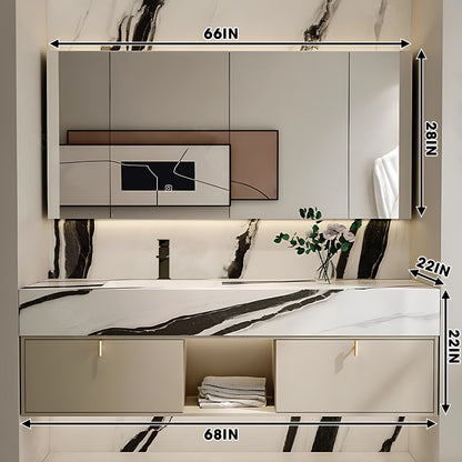 56"- 72" Large Storage Bath Vanity Set with LED Defogging Mirror and Sink