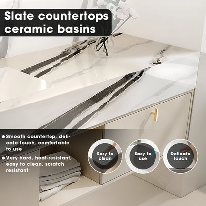 56"- 72" Large Storage Bath Vanity Set with LED Defogging Mirror and Sink