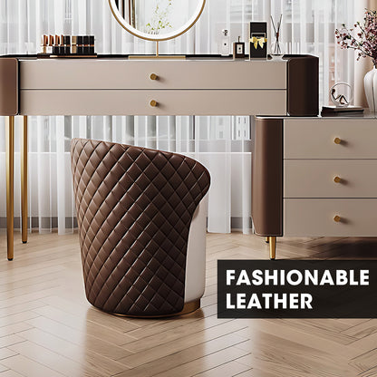 Makeup Vanity Table Set with Circle LED Mirror and Stool