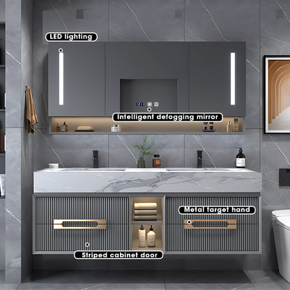 40"- 78" Modern Bathroom Vanity Set with LED Defogging Mirror and Sink