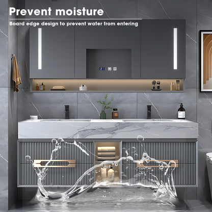 40"- 78" Modern Bathroom Vanity Set with LED Defogging Mirror and Sink
