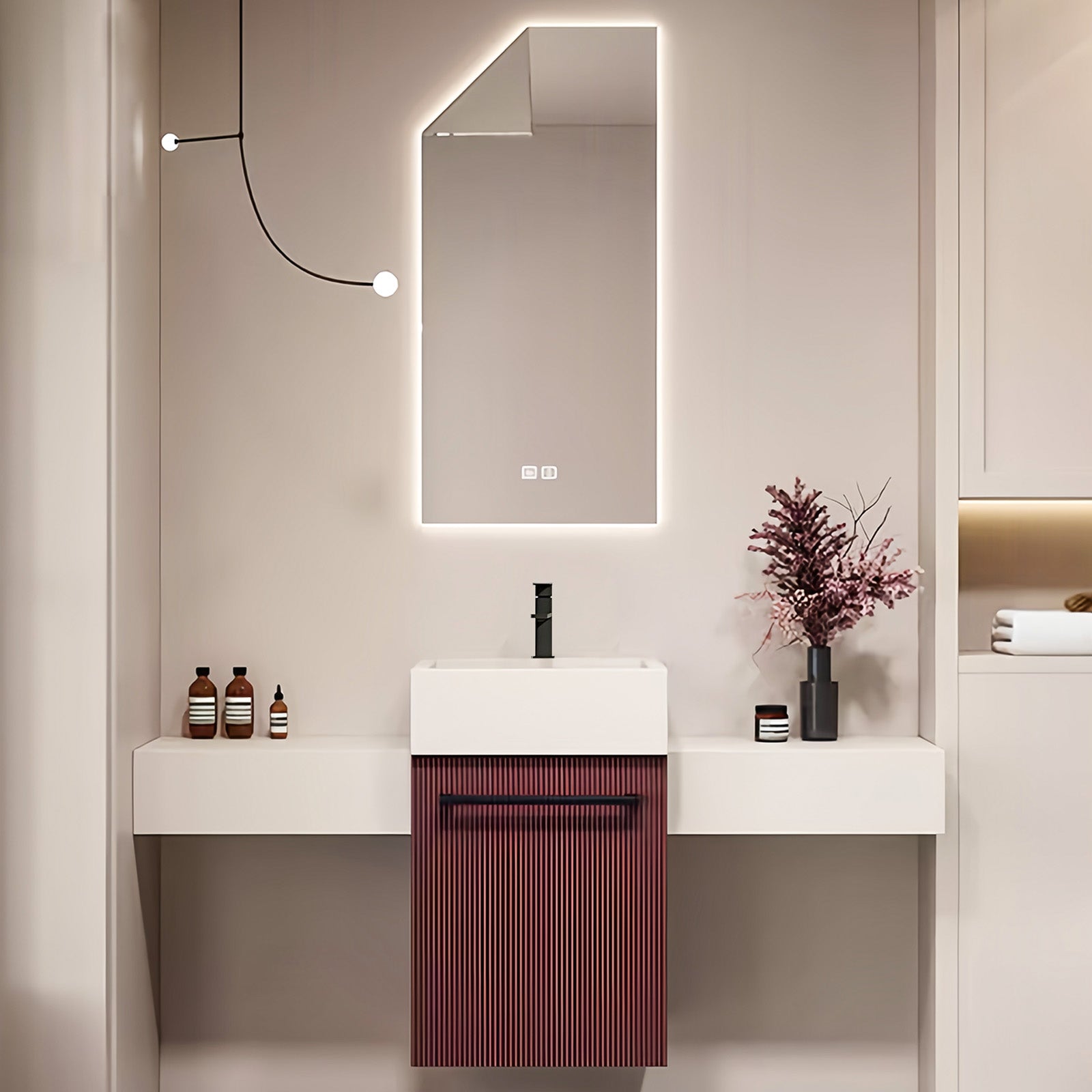 36"- 60" Modern Bathroom Vanity Set  with Single Basin and LED Mirror