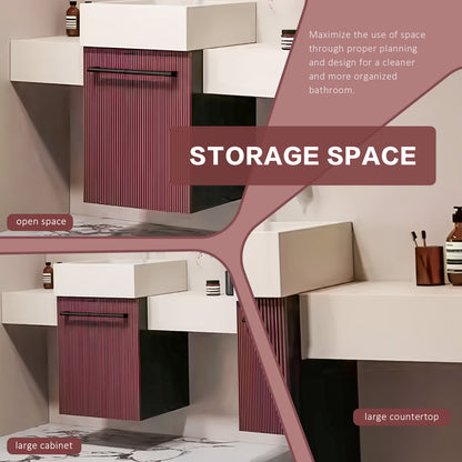 36"- 60" Modern Bathroom Vanity Set  with Single Basin and LED Mirror