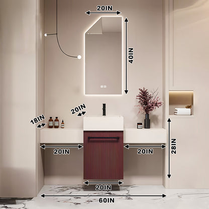 36"- 60" Modern Bathroom Vanity Set  with Single Basin and LED Mirror