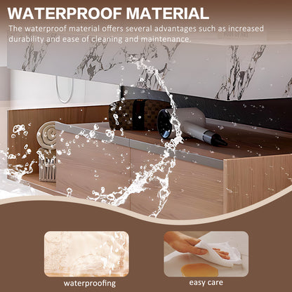 44"- 64" Modern Bathroom Vanity Sink Set with Slate Countertop, Ceramic Basin and Mirror