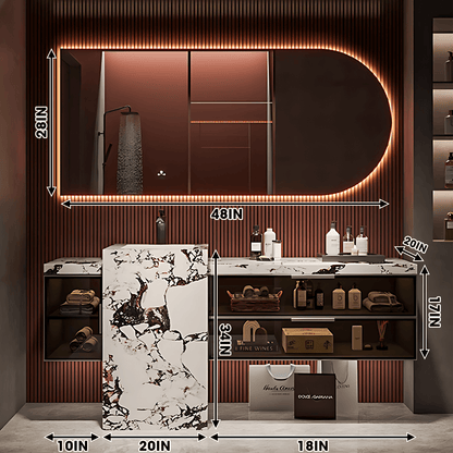 36"- 72" Modern Single Sink Bathroom Vanity Set with Intelligent Mirror