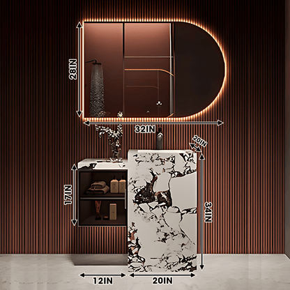 36"- 72" Modern Single Sink Bathroom Vanity Set with Intelligent Mirror
