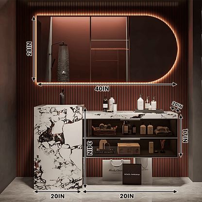 36"- 72" Modern Single Sink Bathroom Vanity Set with Intelligent Mirror