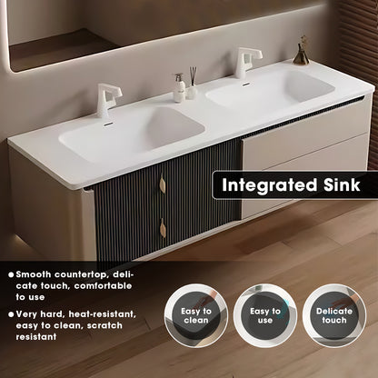 36"- 78" Modern Two-Tone Bathroom Vanity Set with Defogging Mirror and Basin