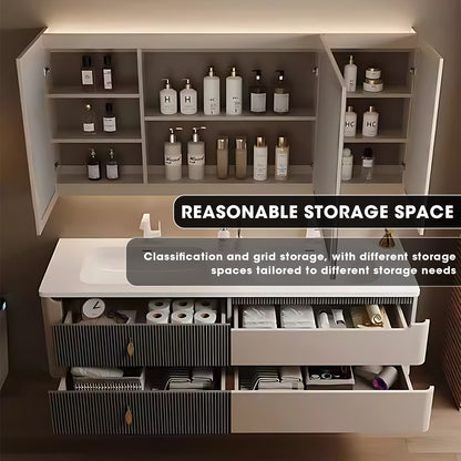 36"- 78" Modern Two-Tone Bathroom Vanity Set with Defogging Mirror and Basin