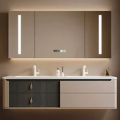 36"- 78" Modern Two-Tone Bathroom Vanity Set with Defogging Mirror and Basin