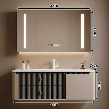 36"- 78" Modern Two-Tone Bathroom Vanity Set with Defogging Mirror and Basin