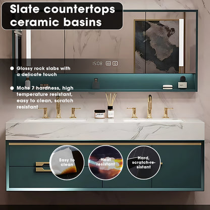 36"- 78" Modern Wall Mounted Vanity Set with Sink and Mirror Cabinet