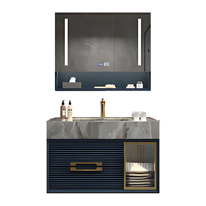 32"- 72" Navy Solid Wood Bathroom Vanity Set with Sink and Smart Mirror