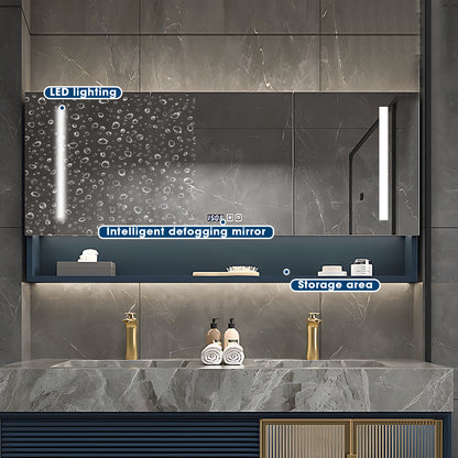 32"- 72" Navy Solid Wood Bathroom Vanity Set with Sink and Smart Mirror