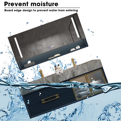 32"- 72" Navy Solid Wood Bathroom Vanity Set with Sink and Smart Mirror