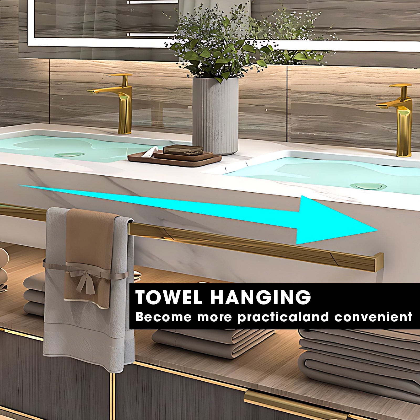 Open Storage Bathroom Vanity: 36"- 78" with LED Mirror Cabinet & Sink ...