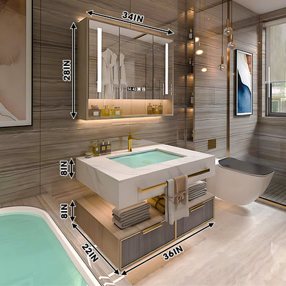 36"- 78" Open Storage Bathroom Vanity Set with LED Mirror Cabinet and Sink