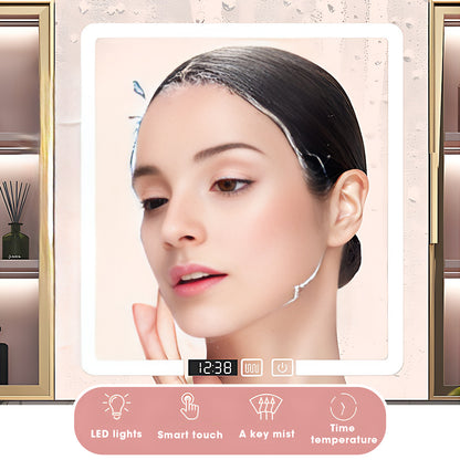 36"- 56" Pink Bath Vanity Set with Lighting Mirror Cabinet and Sink