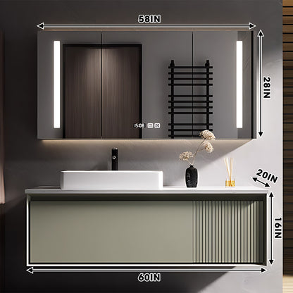 36"- 72" Single Basin Floating Bathroom Vanity Set with Defogging Mirror