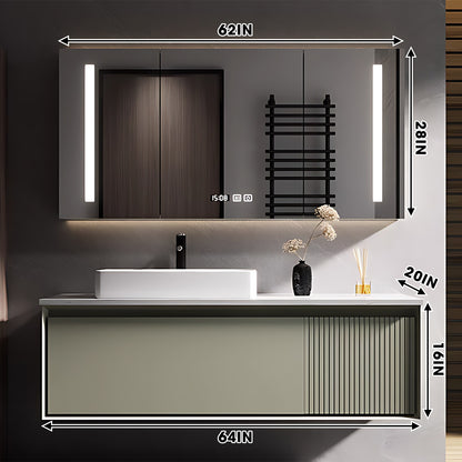 36"- 72" Single Basin Floating Bathroom Vanity Set with Defogging Mirror