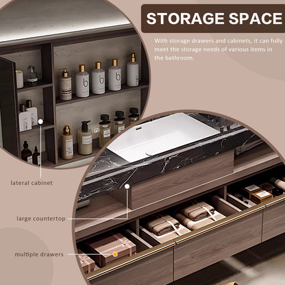 44"- 64" Single Basin Solid Wood Bathroom Vanity Set with Mirror