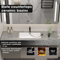 36"- 72" Single Basin Wall Mounted Bathroom Vanity Set with LED Defogging Mirror Cabinet