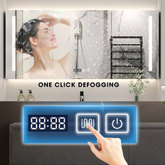 36"- 72" Single Basin Wall Mounted Bathroom Vanity Set with LED Defogging Mirror Cabinet