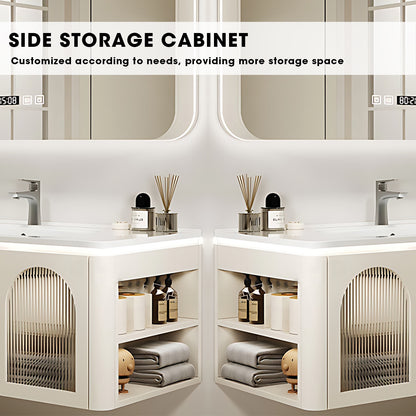 36"- 60" Single Bathroom Vanity Set with Drawers, Medicine Cabinet, Sink, and Sensor Light