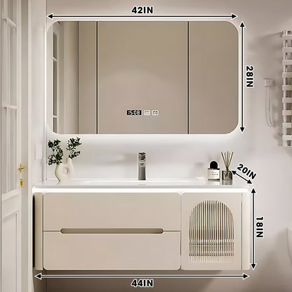 36"- 60" Single Bathroom Vanity Set with Drawers, Medicine Cabinet, Sink, and Sensor Light