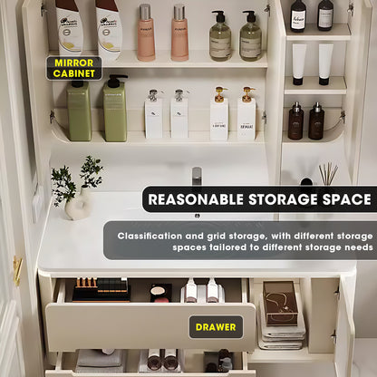 36"- 60" Single Bathroom Vanity Set with Drawers, Medicine Cabinet, Sink, and Sensor Light