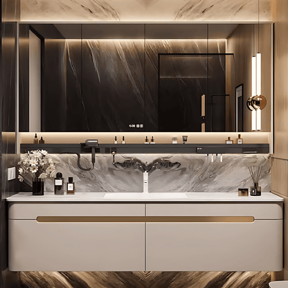 32"- 56" Single Bathroom Vanity Set with Medicine Cabinet and Ceramic Basin