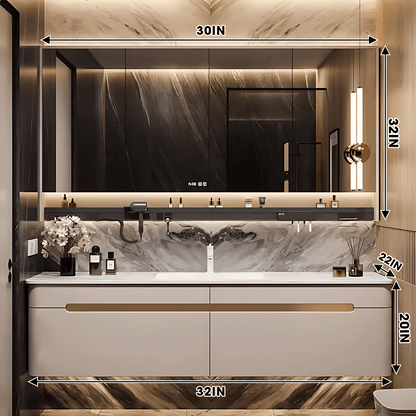 32"- 56" Single Bathroom Vanity Set with Medicine Cabinet and Ceramic Basin