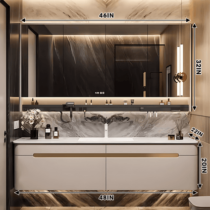 32"- 56" Single Bathroom Vanity Set with Medicine Cabinet and Ceramic Basin