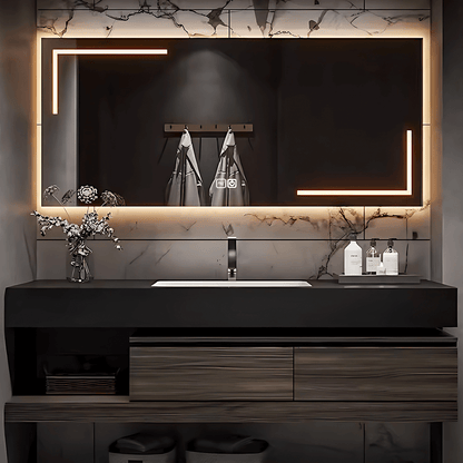 36‘’-72‘’ Single Bathroom Vanity Set with Rectangle Lighting Mirror and Sink