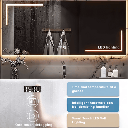 36‘’-72‘’ Single Bathroom Vanity Set with Rectangle Lighting Mirror and Sink