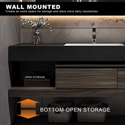 36‘’-72‘’ Single Bathroom Vanity Set with Rectangle Lighting Mirror and Sink
